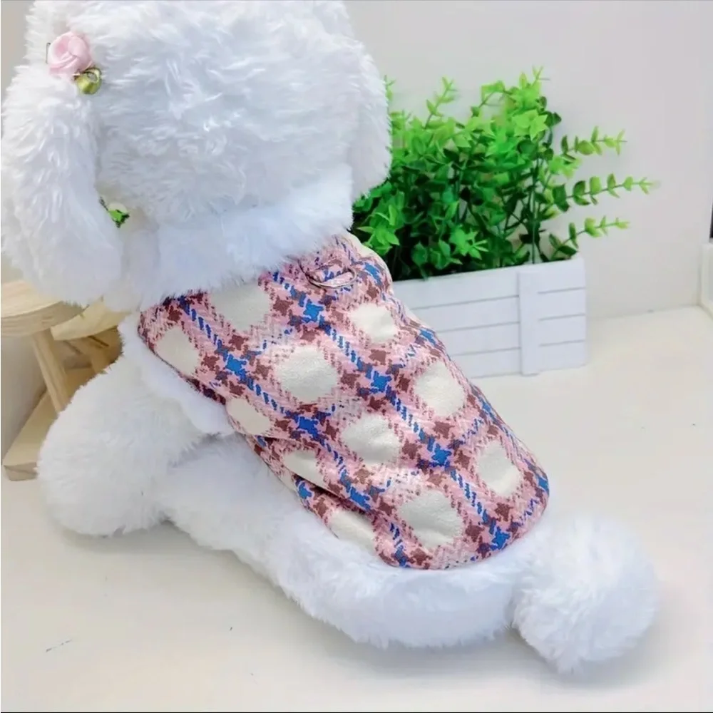 Plaid Dog Vest. Pink Plaid  Size Large